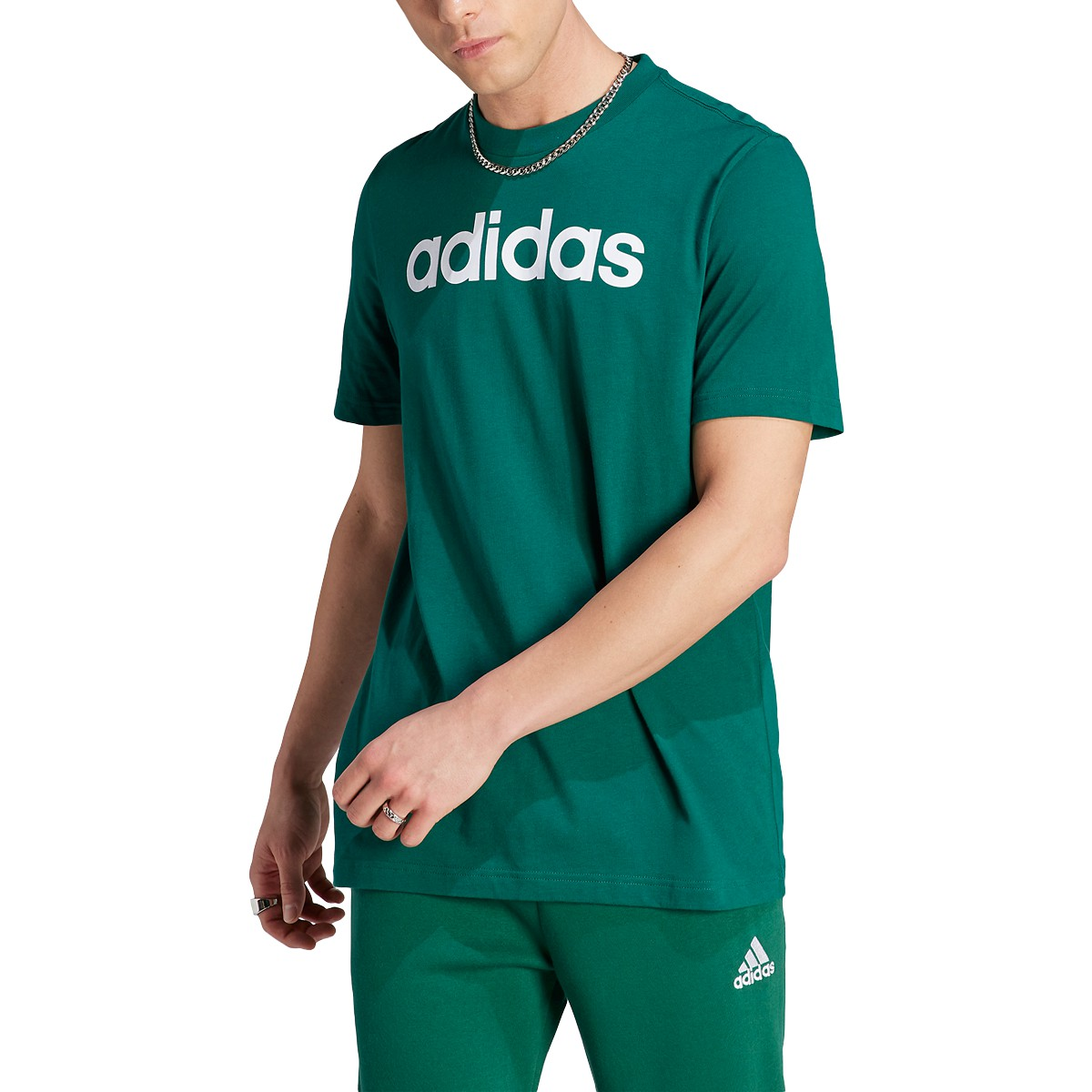 League T-Shirt Essentials adidas Men\'s Outfitters – Single Embroidered Jersey Logo Linear