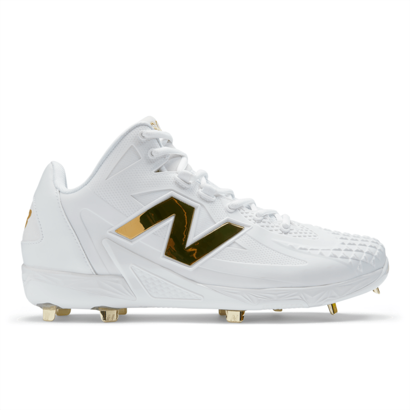 Baseball cleats white and gold best sale