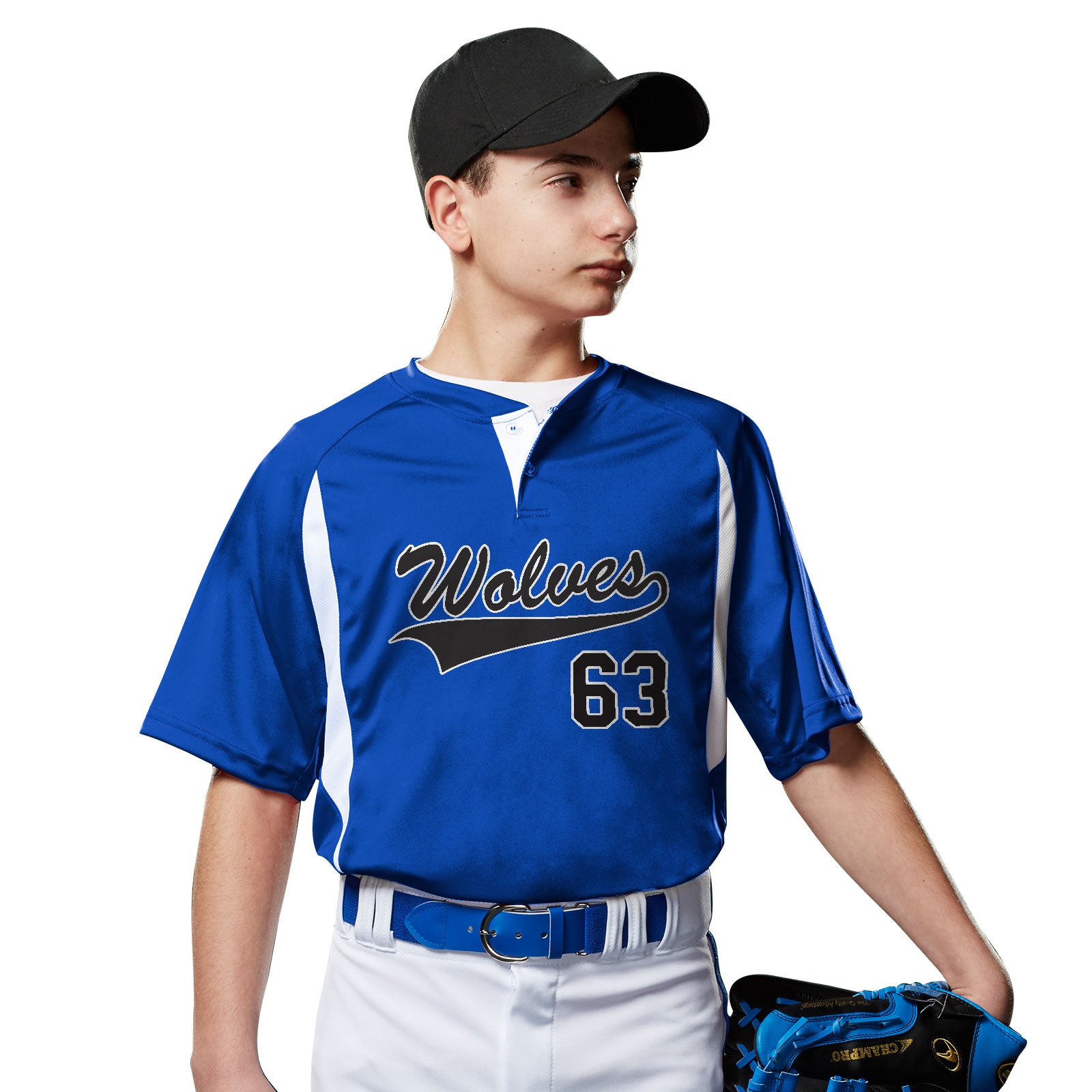 A4 Full Button Polyester Stretch Mesh Baseball Jersey | Baseball | Full Button | In-Stock | Jerseys Scarlet / Youth M