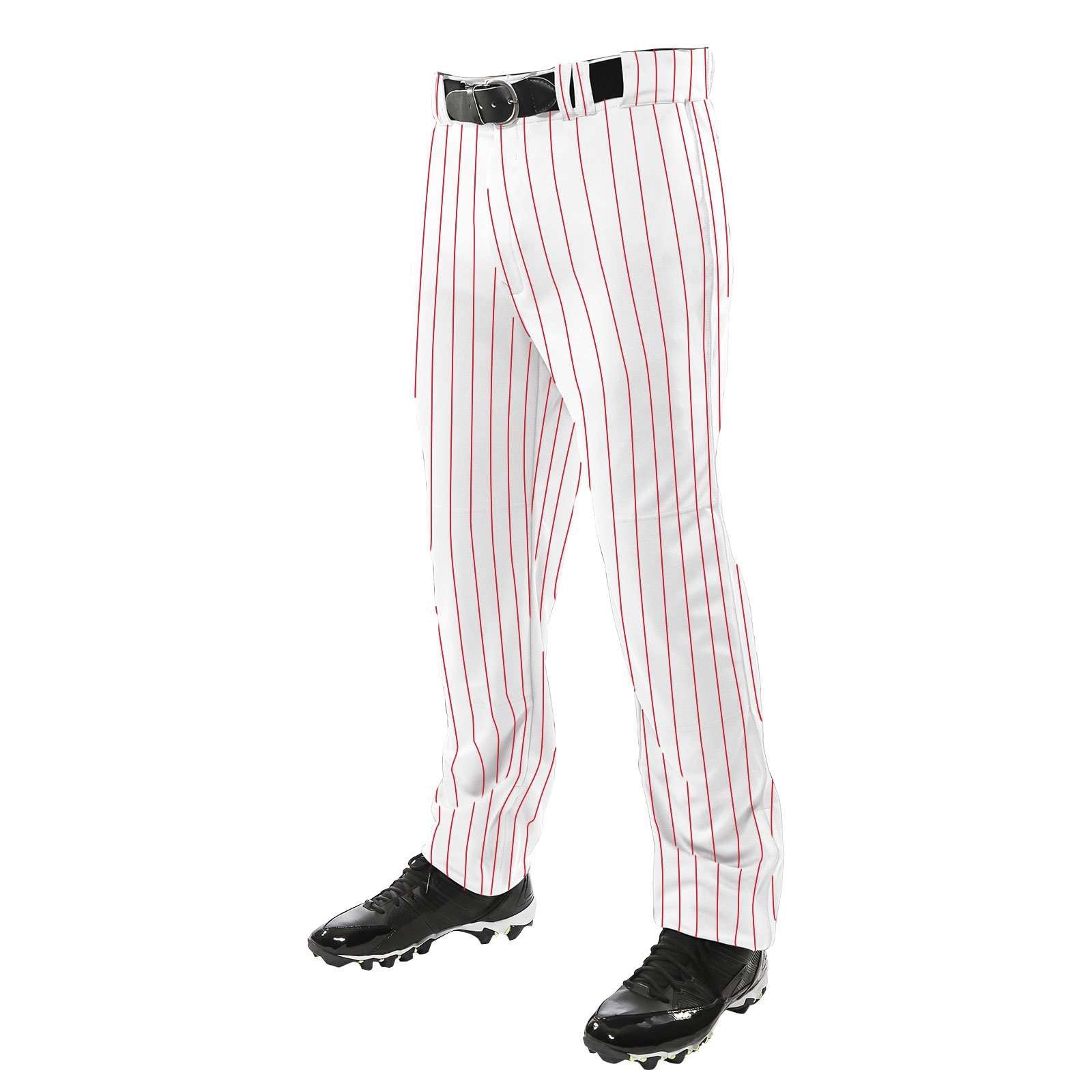 Maroon Pinstripe Baseball Pants Piped