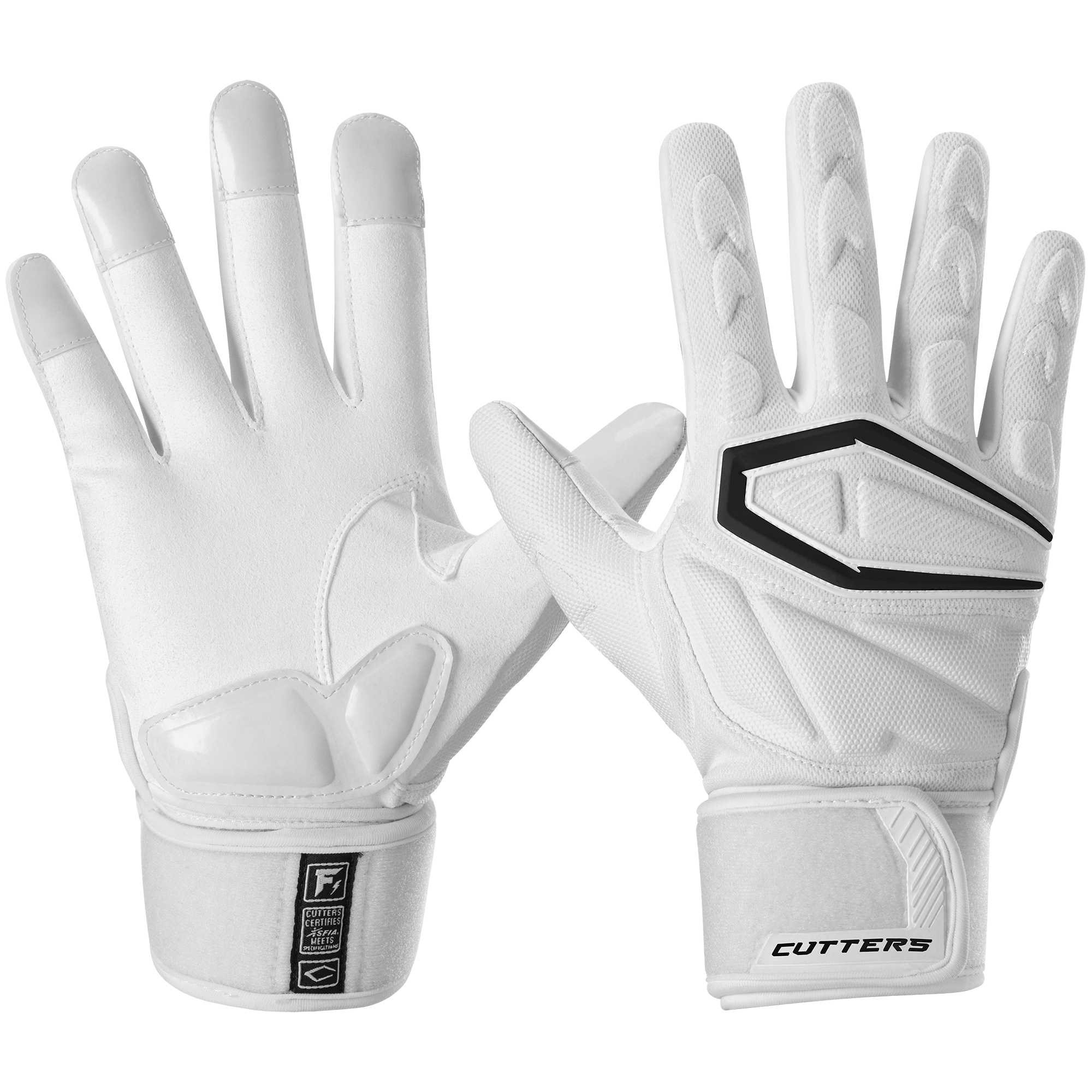 Cutters Rev Pro 5.0 Adult Receiver Gloves, White / XL