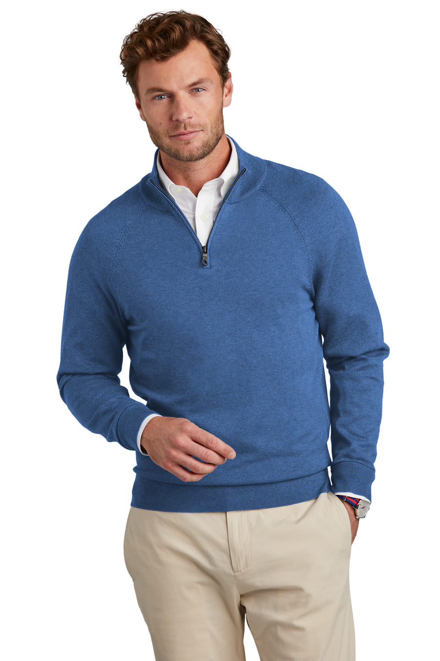 Brooks Brothers Cotton Stretch 1/4-Zip Sweater. BB18402 Brooks Brothers