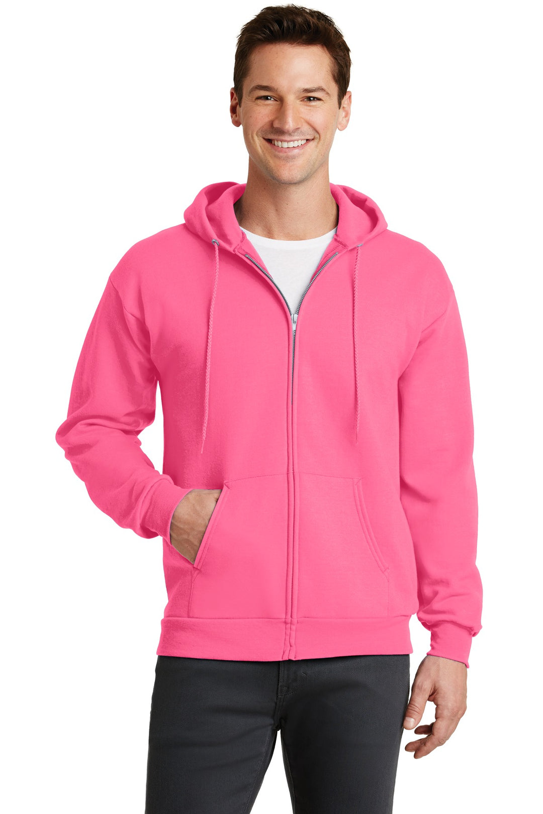 Port & Company - Men's Core Fleece Full-Zip Hooded Sweatshirt Mens Apparel Sweatshirts & Fleece