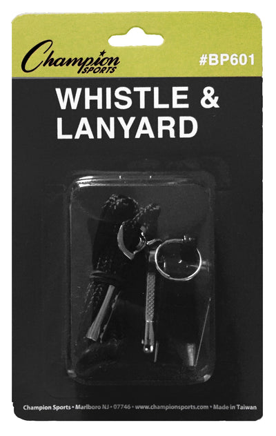 Champion Sports Plastic Whistle & Lanyard Champion Sports