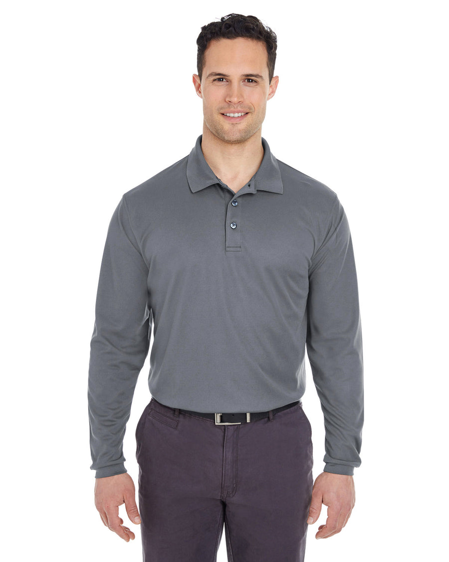 UltraClub Adult Cool & Dry Long-Sleeve Mesh Piqué Polo UltraClub