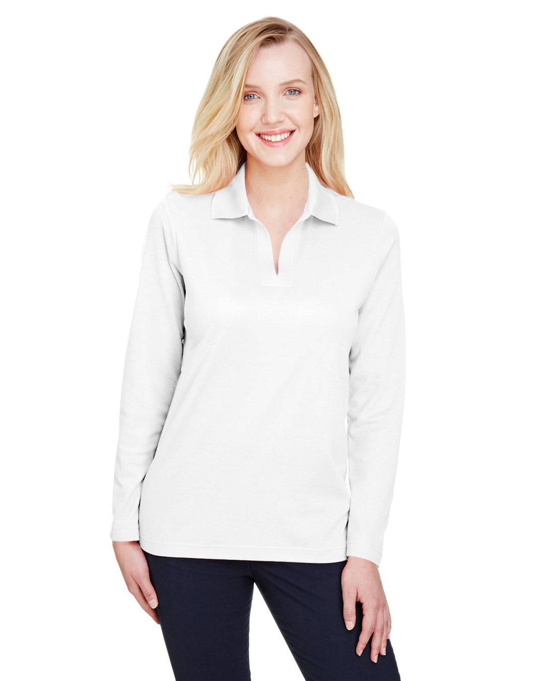 Devon & Jones CrownLux Performance™ Ladies' Plaited Long Sleeve Polo Devon & Jones