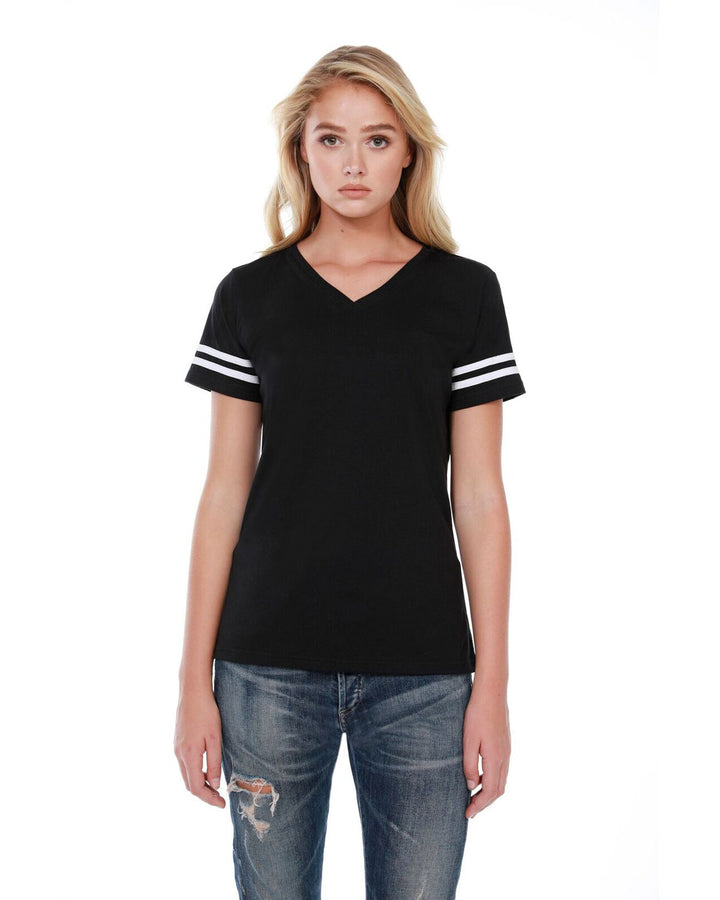 StarTee Ladies' 4.3 oz., CVC Striped Varsity T-Shirt StarTee