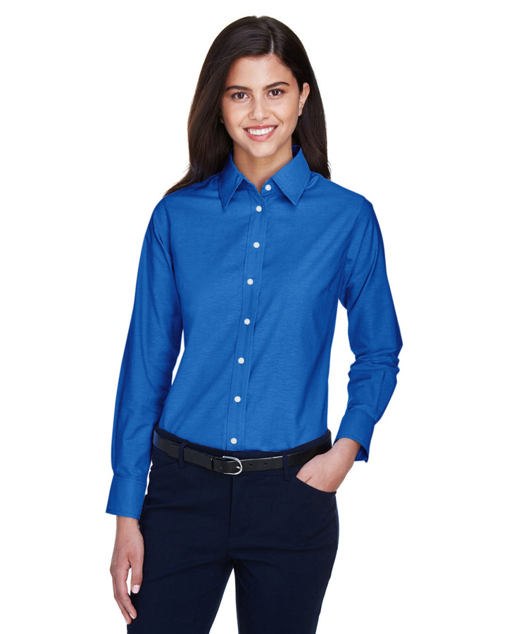 Harriton Ladies' Long-Sleeve Oxford with Stain-Release Harriton