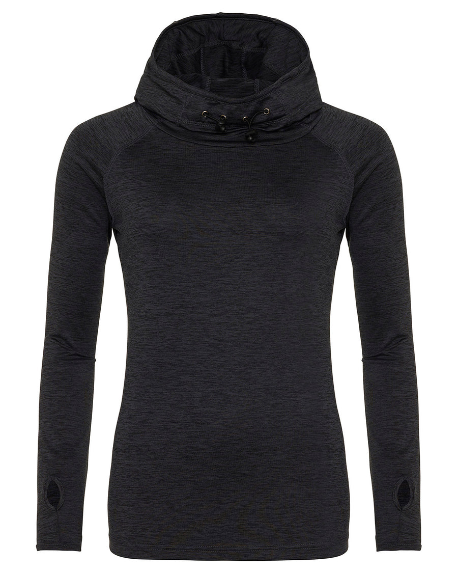 AWDis Ladies' Cool Cowl-Neck Long-Sleeve Hooded T-Shirt AWDis