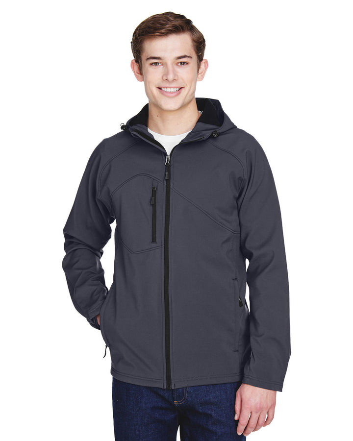 North End Men's Prospect Two-Layer Fleece Bonded Soft Shell Hooded Jacket North End