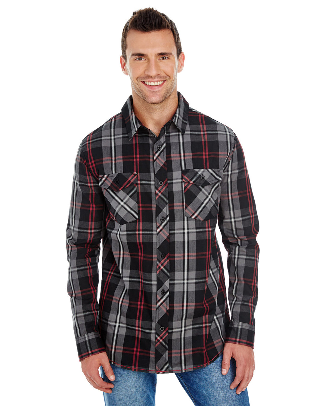 Burnside Men's Long-Sleeve Plaid Pattern Woven Shirt Burnside