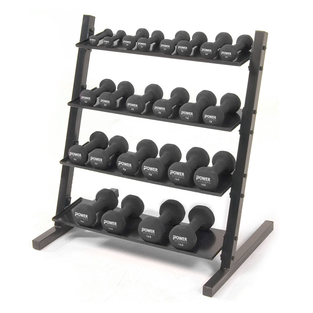 Power Systems Neoprene Dumbbell Set With Rack Exercise & Wellness Strength Dumbbells