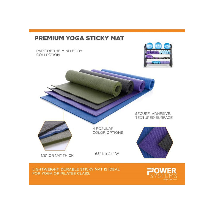 Power Systems Premium Yoga Sticky Mats Exercise & Wellness Mind/Body Yoga & Pilates