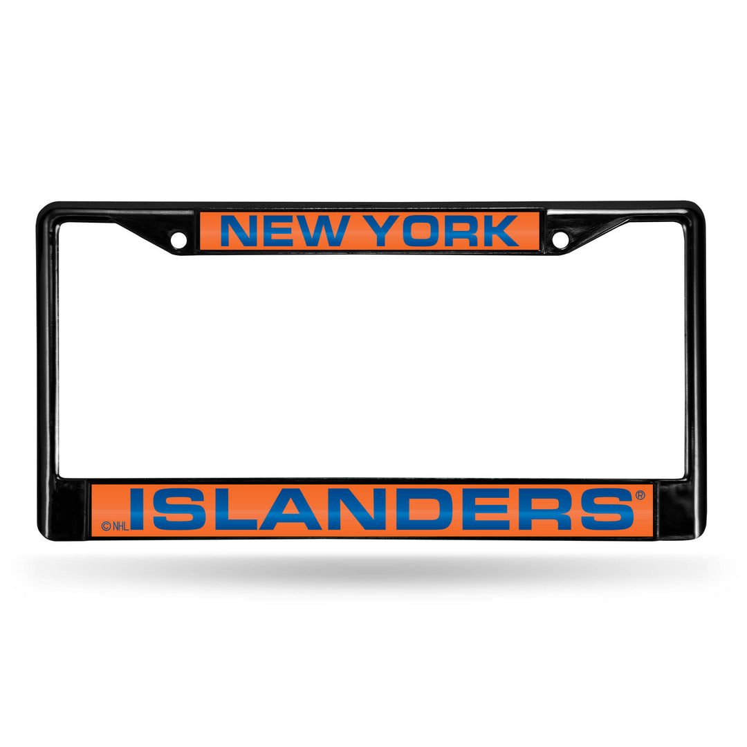 NHL New York Islanders Black Chrome Laser Cut License Plate Frame Fan Gear NHL New York Islanders