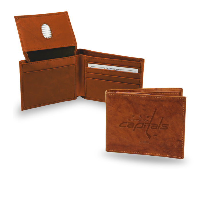 NHL Washington Capitals Pecan Cowhide Billfold Wallet Fan Gear NHL Washington Capitals