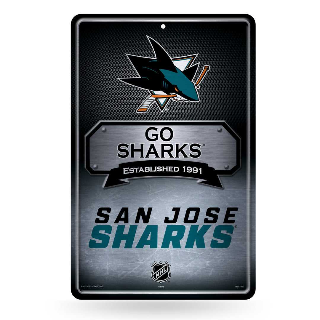 NHL San Jose Sharks Large Metal Sign Fan Gear NHL San Jose Sharks