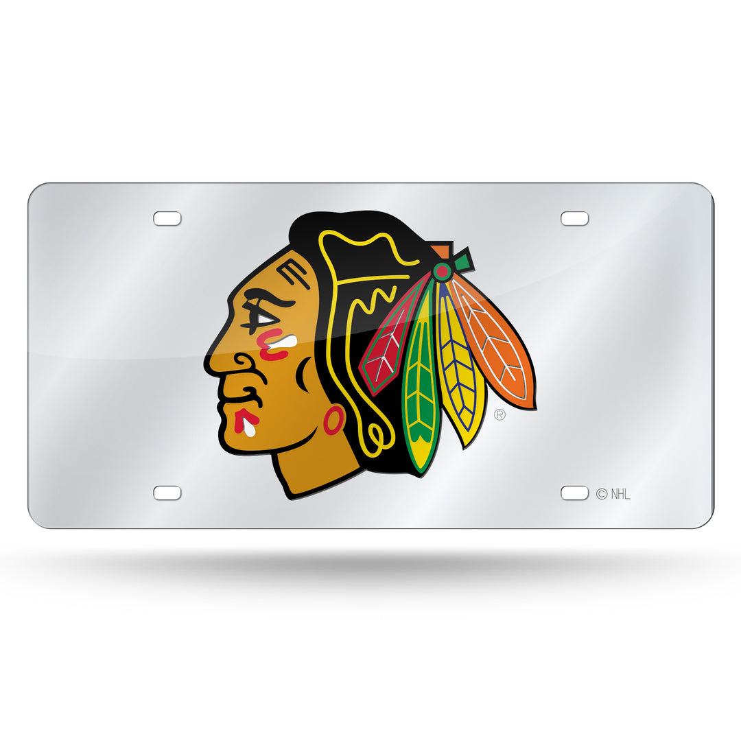 NHL Chicago Blackhawks Silver Laser Cut Automobile Tag Fan Gear NHL Chicago Blackhawks