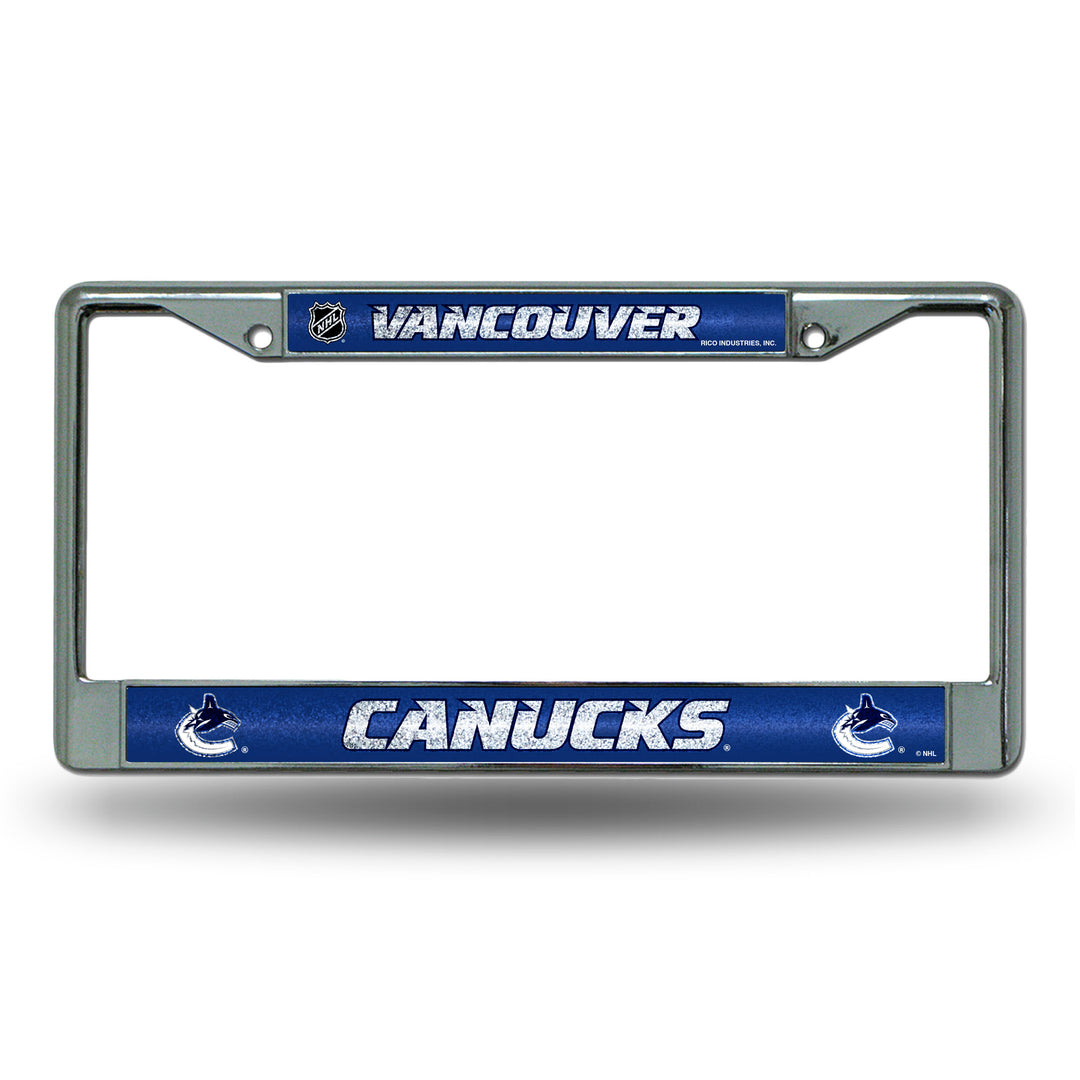 NHL Vancouver Canucks Chrome Glitter License Plate Frame Fan Gear NHL Vancouver Canucks