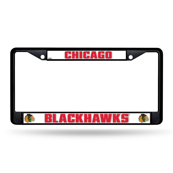 NHL Chicago Blackhawks Black Chrome License Plate Frame Fan Gear NHL Chicago Blackhawks