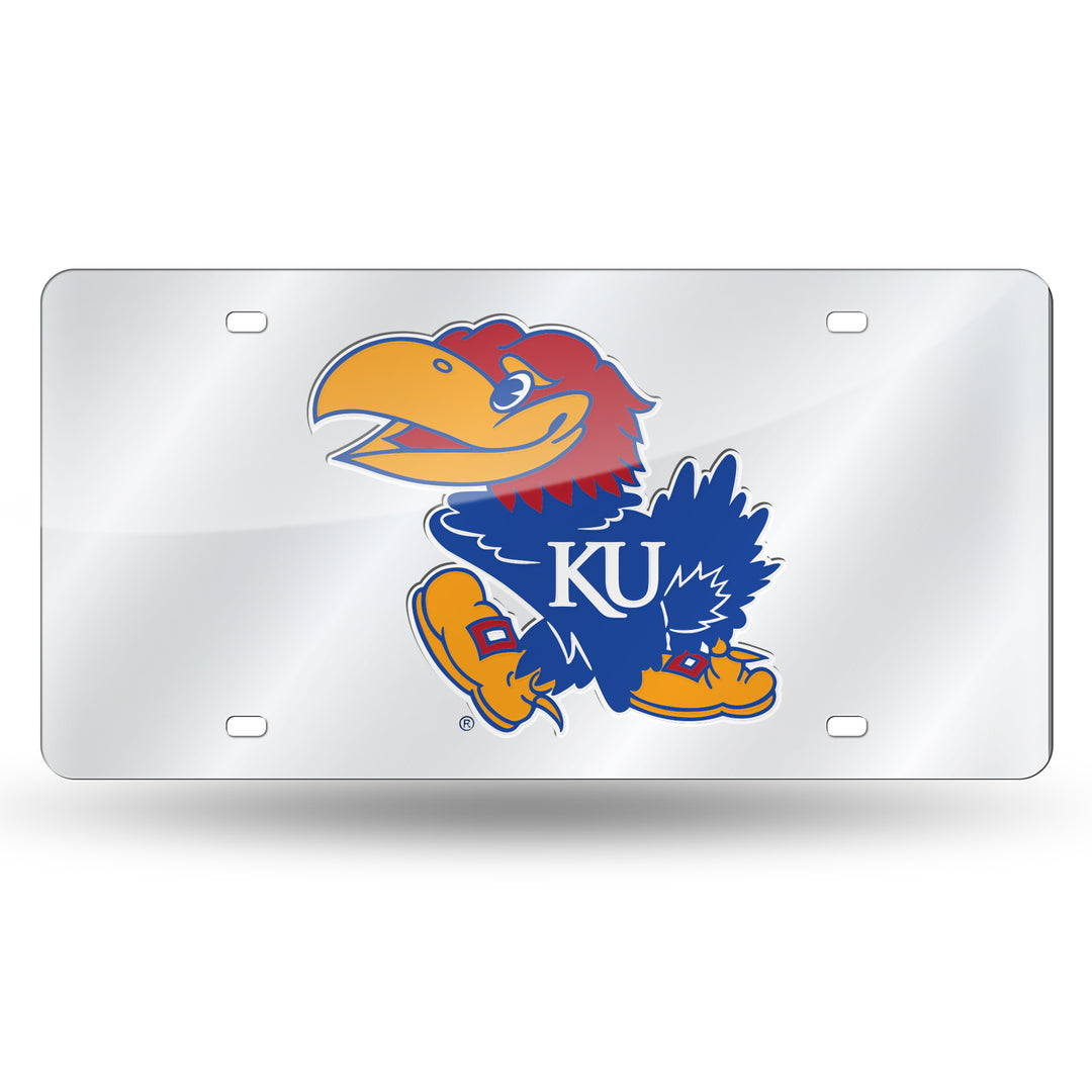 NCAA Kansas Jayhawks Silver Laser Cut Automobile Tag Fan Gear NCAA Kansas Jayhawks