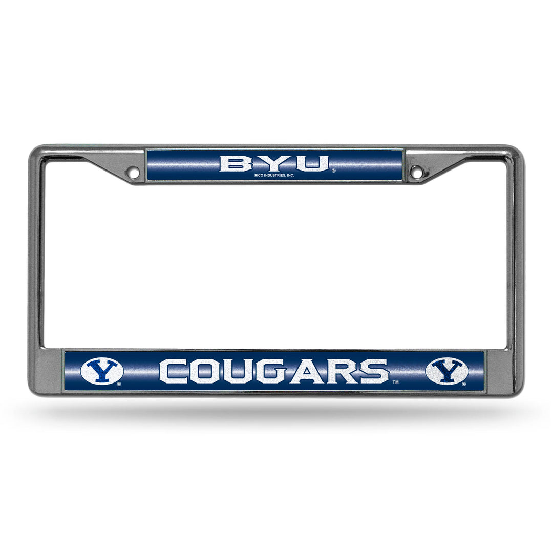 NCAA BYU Cougars Chrome Glitter License Plate Frame Fan Gear NCAA BYU Cougars