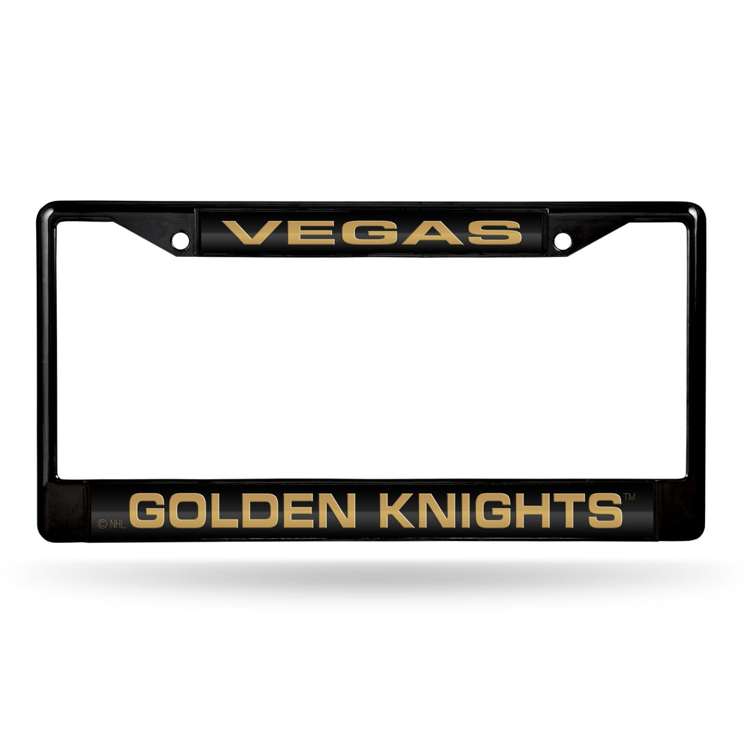 NHL Vegas Golden Knights Black Chrome Laser Cut License Plate Frame Fan Gear NHL Vegas Golden Knights