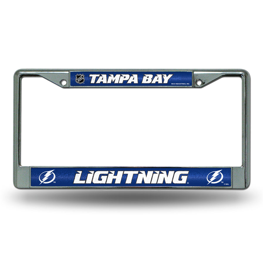 NHL Tampa Bay Lightning License Frame Chrome Glitter Fan Gear NHL Tampa Bay Lightning