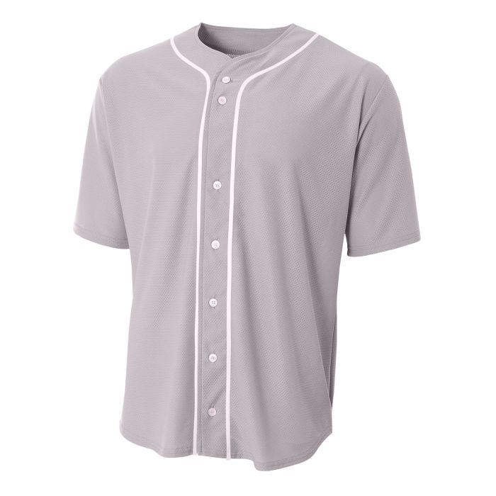 A4 Men's Short Sleeve Full Button Baseball Jersey A4