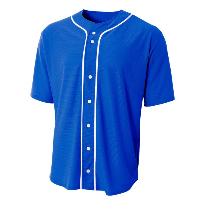 A4 Men's Short Sleeve Full Button Baseball Jersey A4