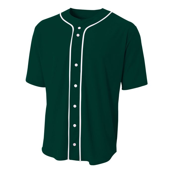 A4 Men's Short Sleeve Full Button Baseball Jersey A4