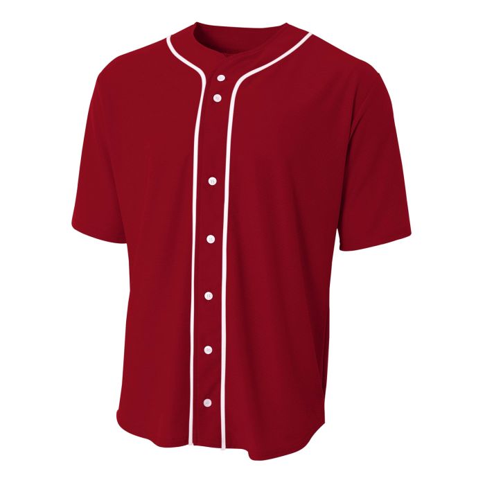 A4 Men's Short Sleeve Full Button Baseball Jersey A4