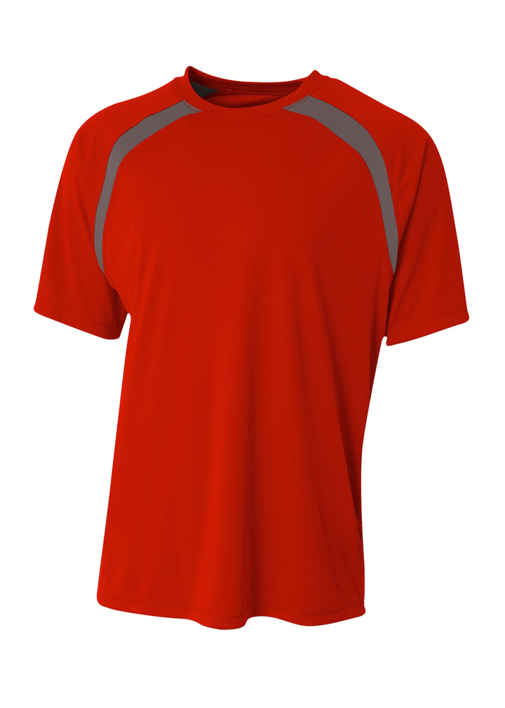 A4 Mens Spartan Short Sleeve Color Block Crew A4