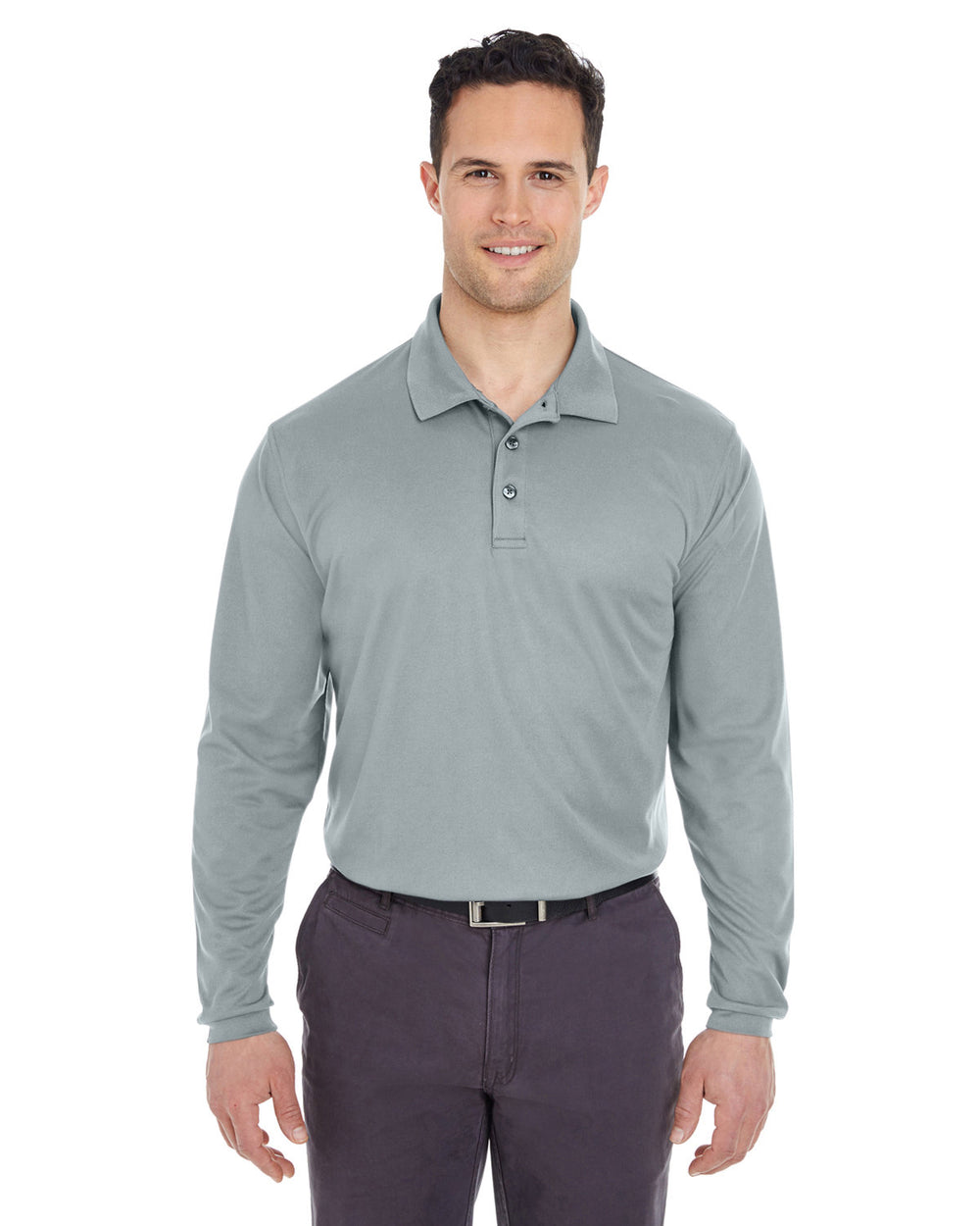 UltraClub Adult Cool & Dry Long-Sleeve Mesh Piqué Polo UltraClub