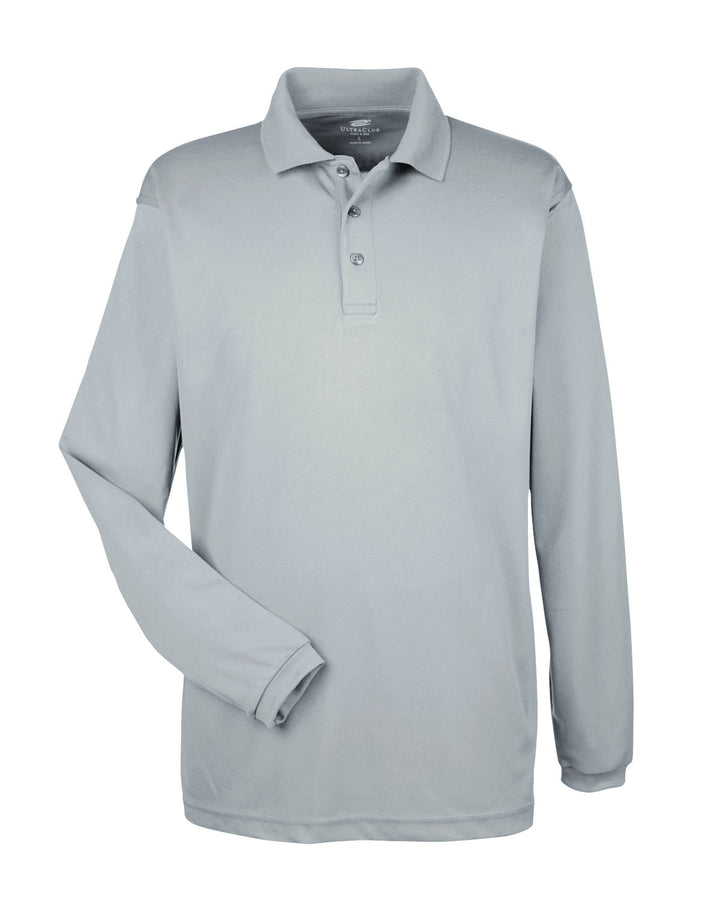 UltraClub Adult Cool & Dry Long-Sleeve Mesh Piqué Polo UltraClub