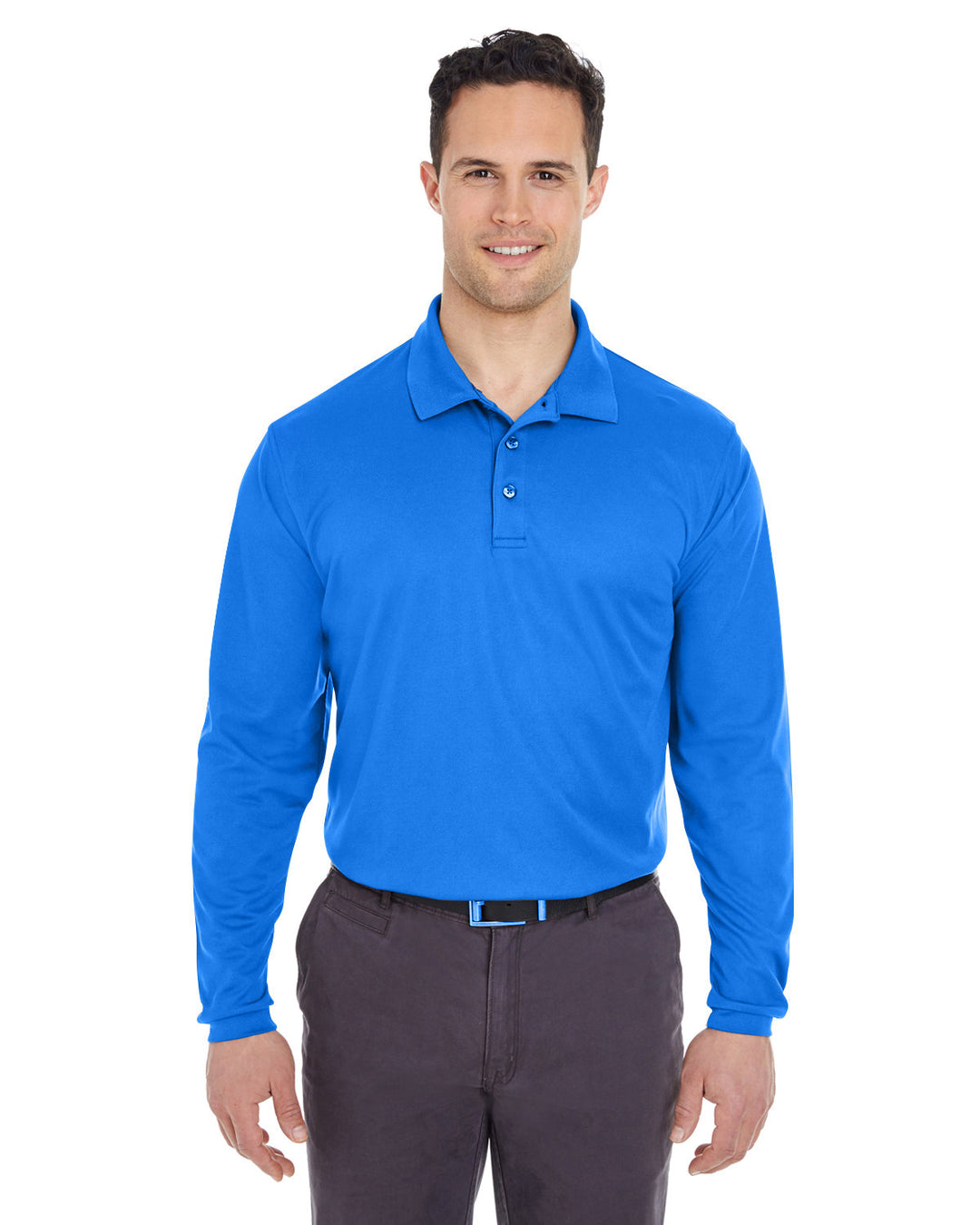 UltraClub Adult Cool & Dry Long-Sleeve Mesh Piqué Polo UltraClub