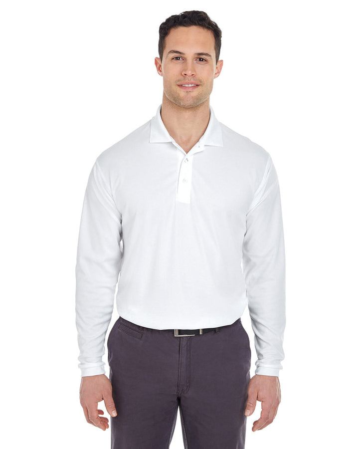 UltraClub Adult Cool & Dry Long-Sleeve Mesh Piqué Polo UltraClub