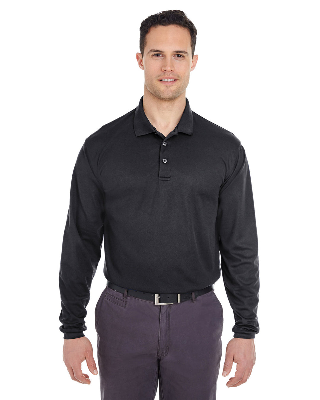 UltraClub Adult Cool & Dry Long-Sleeve Mesh Piqué Polo UltraClub