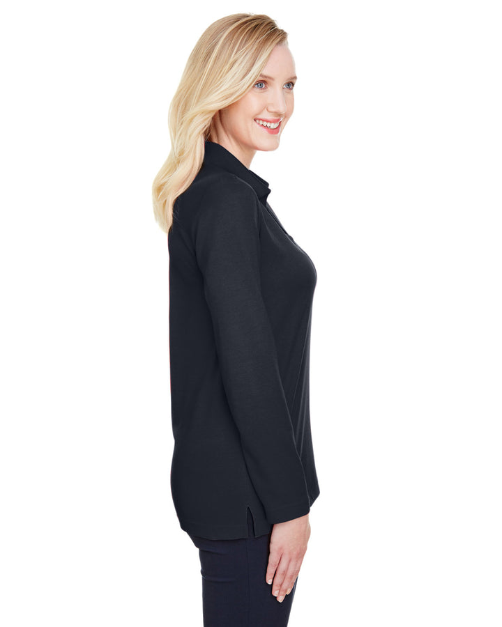 Devon & Jones CrownLux Performance™ Ladies' Plaited Long Sleeve Polo Devon & Jones