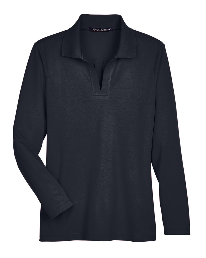 Devon & Jones CrownLux Performance™ Ladies' Plaited Long Sleeve Polo Devon & Jones