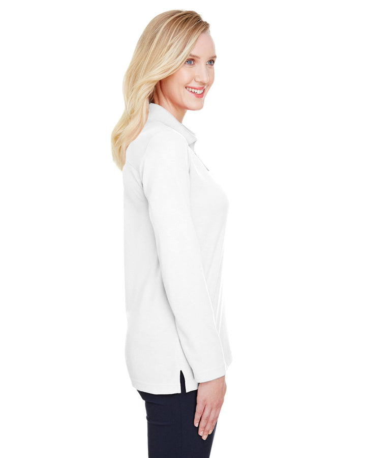 Devon & Jones CrownLux Performance™ Ladies' Plaited Long Sleeve Polo Devon & Jones