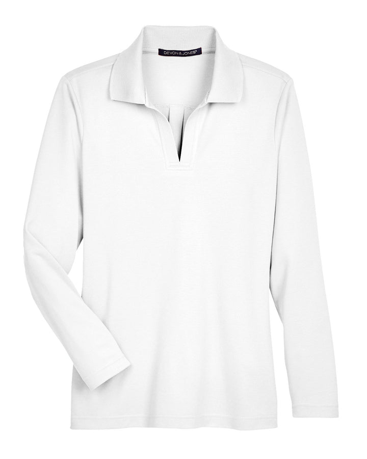 Devon & Jones CrownLux Performance™ Ladies' Plaited Long Sleeve Polo Devon & Jones