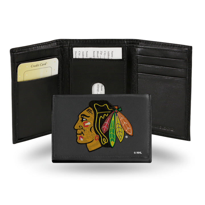 NHL Chicago Blackhawks Embroidered Tri-Fold Wallet Fan Gear NHL Chicago Blackhawks