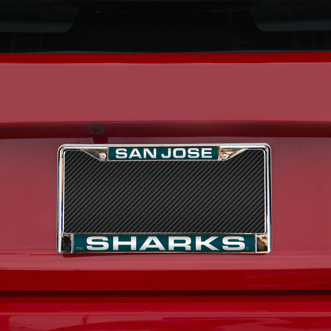 NHL San Jose Sharks Laser Cut Chrome License Plate Frame Fan Gear NHL San Jose Sharks