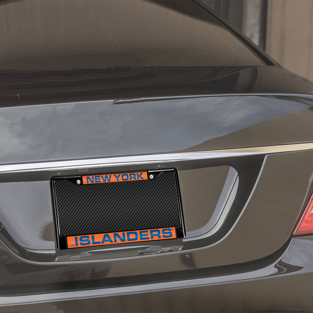 NHL New York Islanders Black Chrome Laser Cut License Plate Frame Fan Gear NHL New York Islanders