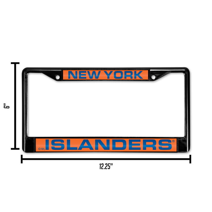 NHL New York Islanders Black Chrome Laser Cut License Plate Frame Fan Gear NHL New York Islanders