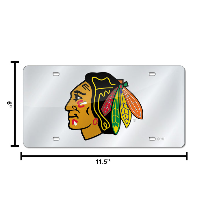 NHL Chicago Blackhawks Silver Laser Cut Automobile Tag Fan Gear NHL Chicago Blackhawks