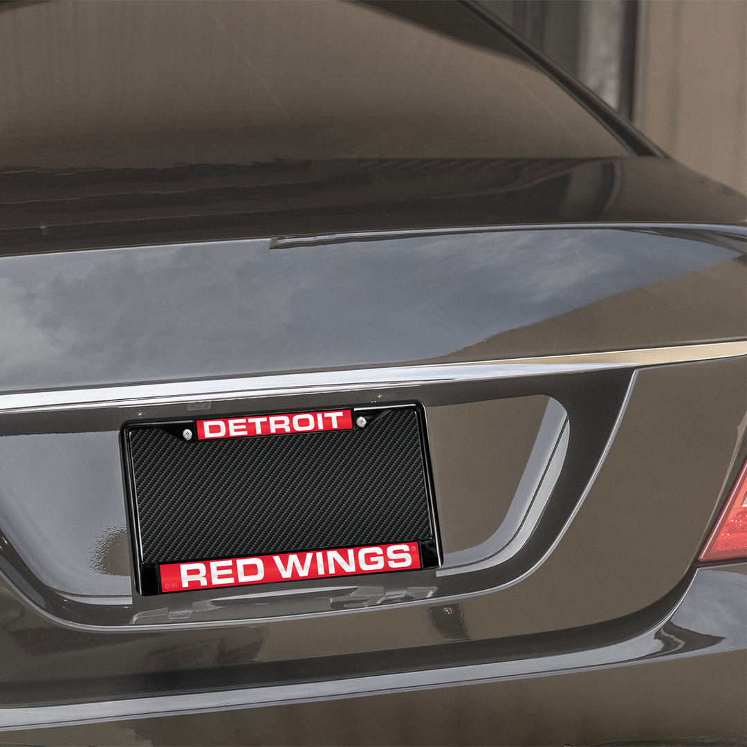 NHL Detroit Red Wings Black Chrome Laser Cut License Plate Frame Fan Gear NHL Detroit Red Wings