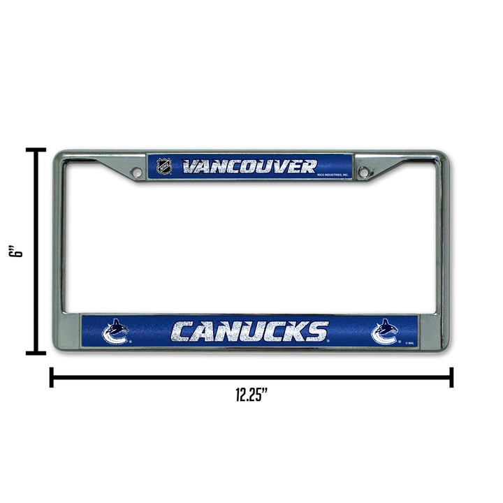 NHL Vancouver Canucks Chrome Glitter License Plate Frame Fan Gear NHL Vancouver Canucks