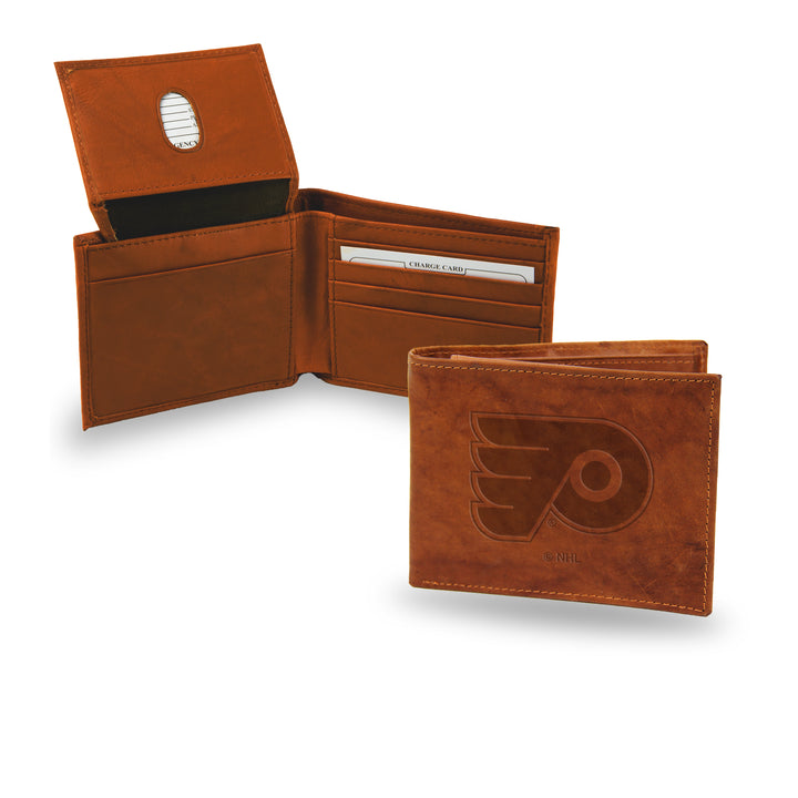 NHL Philadelphia Flyers Pecan Cowhide Billfold Wallet Fan Gear NHL Philadelphia Flyers