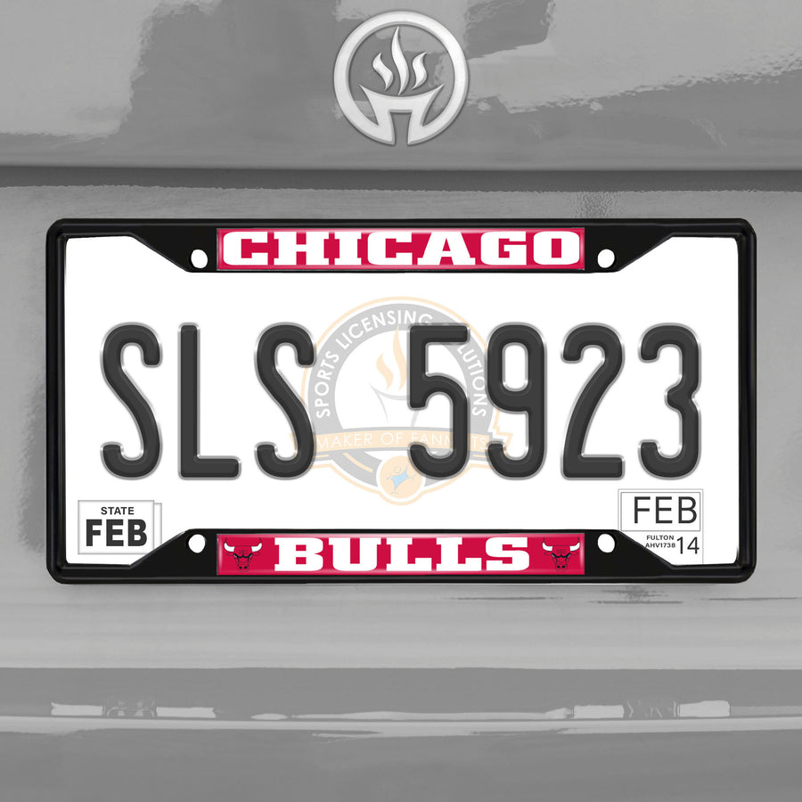 Fanmats Chicago Bulls Metal License Plate Frame Black Finish Fan Gear NBA Chicago Bulls